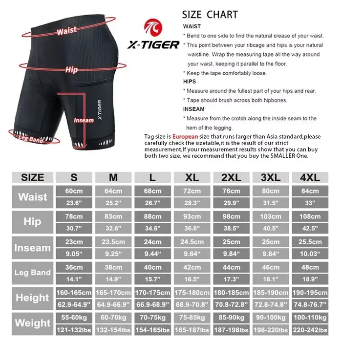 X-TIGER Hommes Cyclisme Shorts avec Poche Arrière 5D Gel Rembourré Vélo