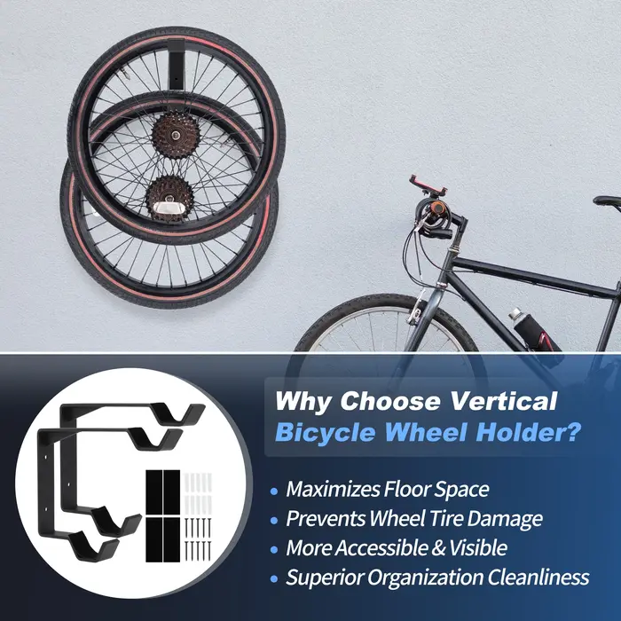 X Autohaux 2 supports muraux verticaux pour roues de vélo en acier au carbone