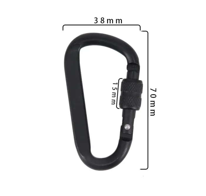Mousqueton en alliage d'aluminium noir, anneau en D, Clip de porte-clés de Camping, mousqueton, Kit