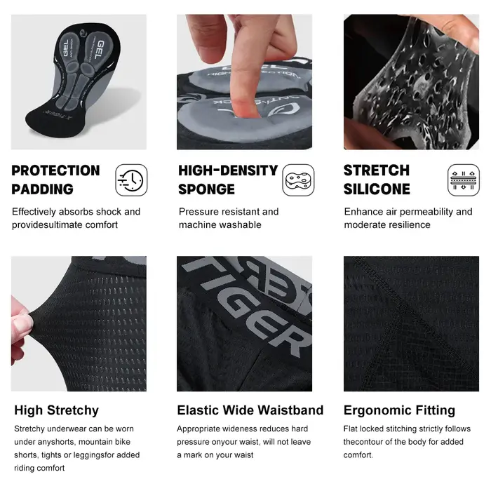 X-TIGER hommes sous-vêtements de cyclisme Shorts 5D rembourré sport équitation vélo vtt doublure Sho