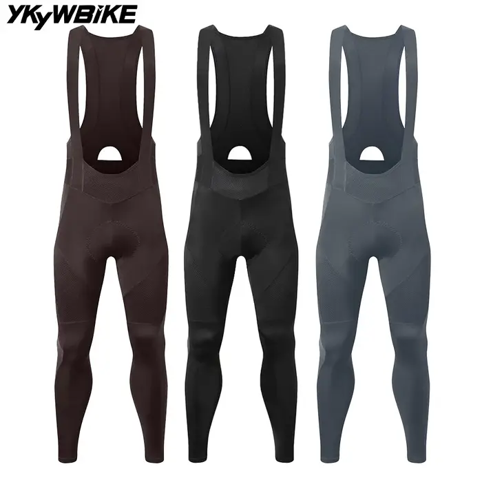 Pantalon de cyclisme long à bretelles YKYWBIKE en Lycra et Polyester pour homme avec coussin professionnel pour vélo de route printemps automne