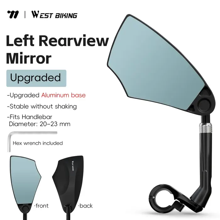 Rétroviseur de vélo WEST BIKING anti-éblouissement 360° ° Rétroviseur de guidon rotatif pour moto,