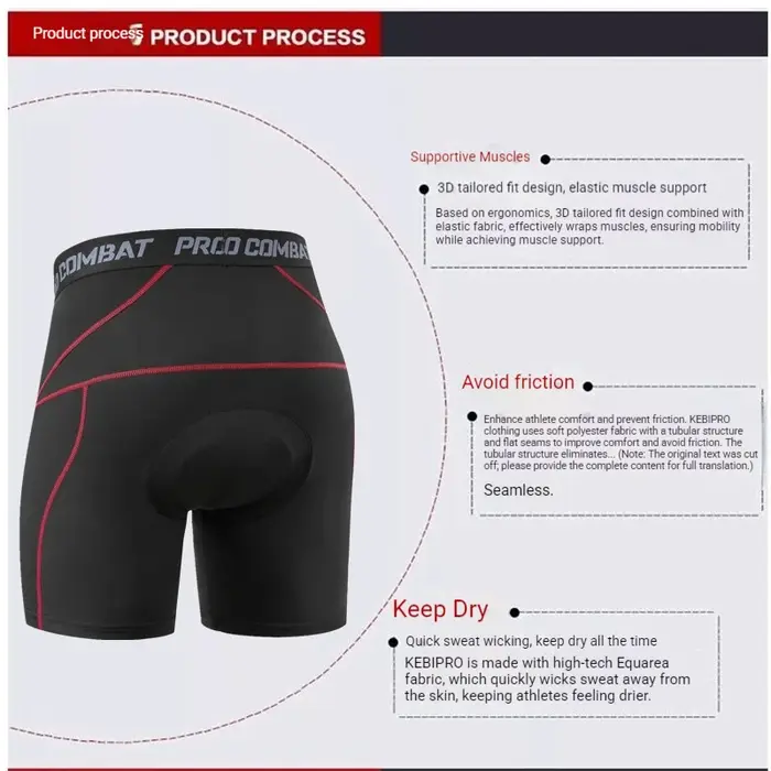 Shorts de cyclisme respirants en mesh avec coussinets en gel antichoc pour VTT
