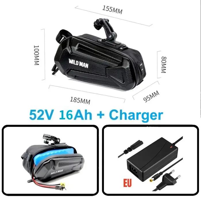 Batterie universelle pour vélo 60V 52V 48V 36V haute capacité 6Ah 8Ah 10Ah 12Ah 18Ah, pack Li-ion étanche avec chargeur et sac