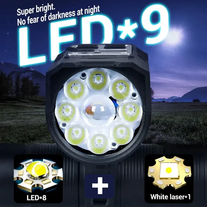Phare de vélo 9 LED feu avant