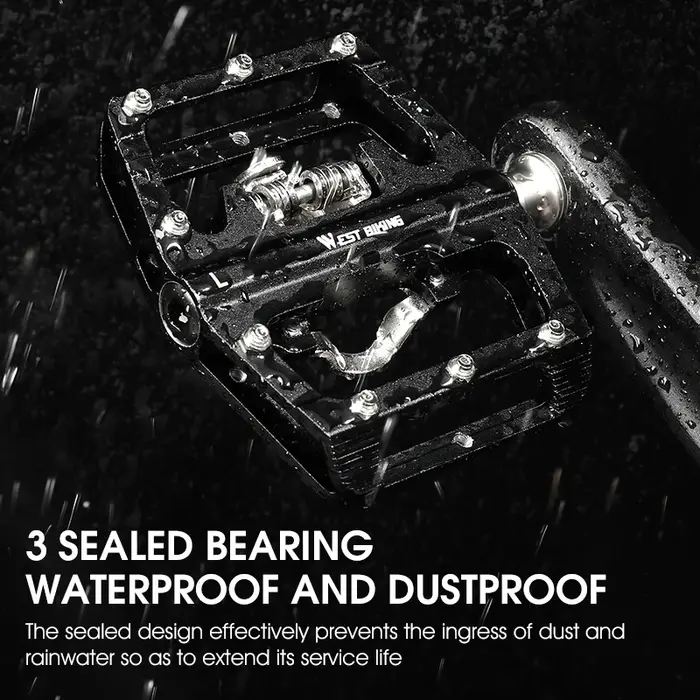 Pédales de vélo 2 en 1 double fonction Plat et SPD sans clip en alliage d'aluminium blanc pour VTT et route