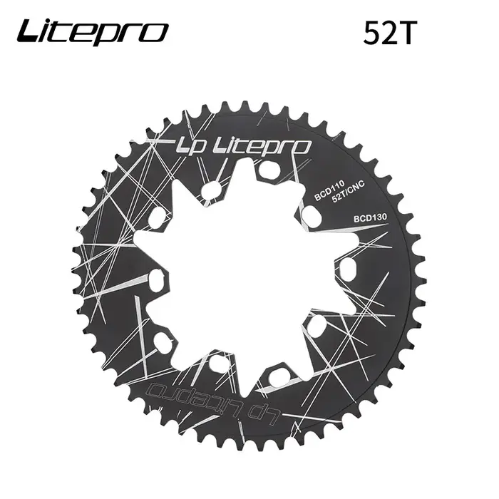 Litepro-Plateau Ovale Double 110/130BCD pour Vélo Pliant Bromsilice, Pédalier VTT de Route 52/54/56/