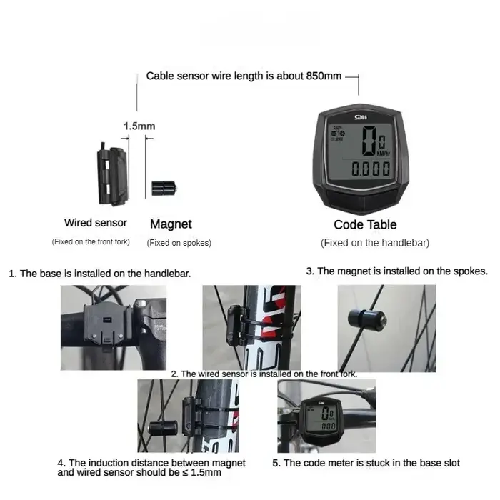 Compteur de vitesse de vélo étanche