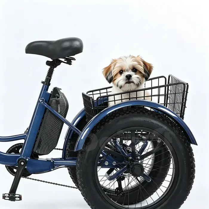 Tricycle électrique rose à gros pneus