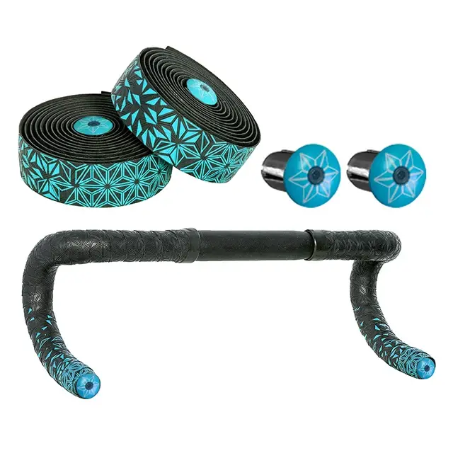 Ruban de barre de vélo de route Super collant Kush Star Fade bande de barre EVA/PU vélo anti-dérapant amortisseur bande d'enveloppe avec 1 paire de bouchons de barre