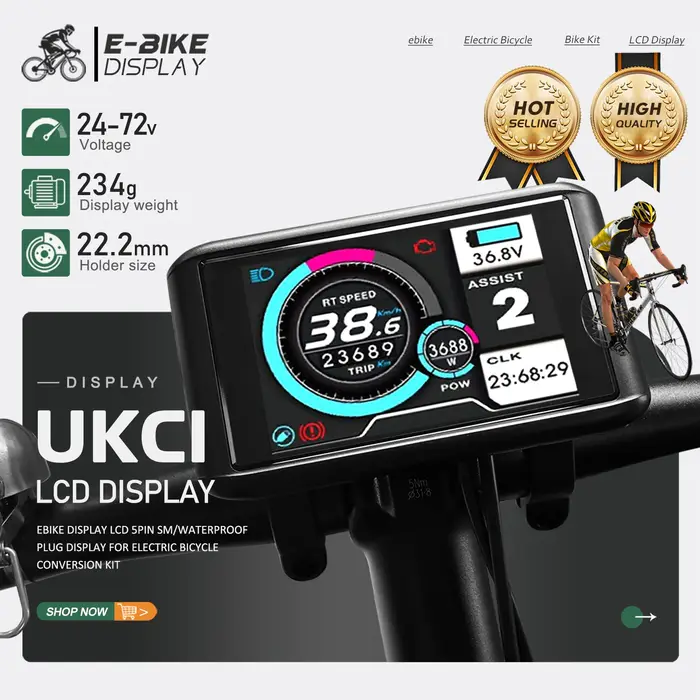 Écran couleur pour vélo électrique UKC1 24V36V48V60V72V UART2