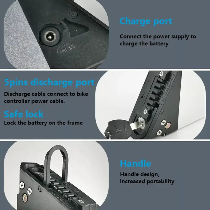 Batterie de vélo électrique pliante intégrée 36v 48v 10ah 12ah 14ah 17.5ah