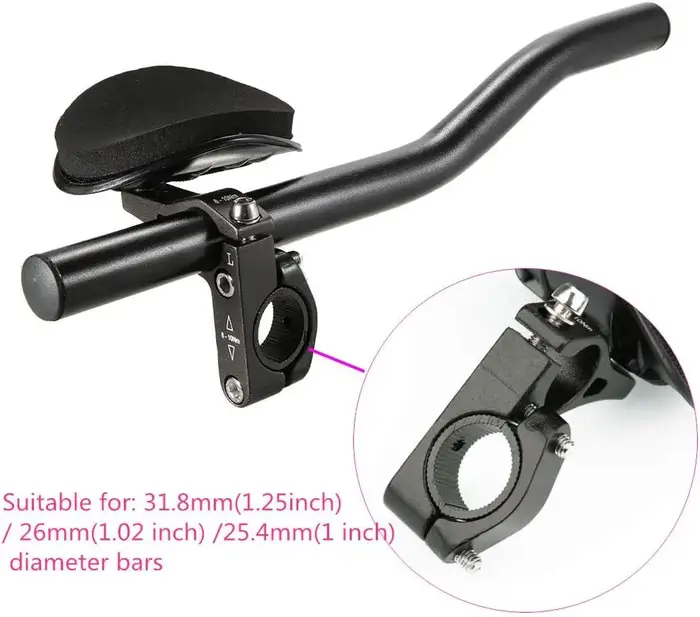 Guidon de vélo TT Aero Bars en alliage d'aluminium avec repose-bras pour la relaxation