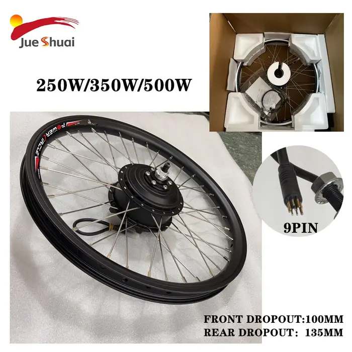 Roue de vélo électrique avec moteur brushless 36V 48V 250W 350W 500W, roue avant ou arrière pour Bicicleta Electrica