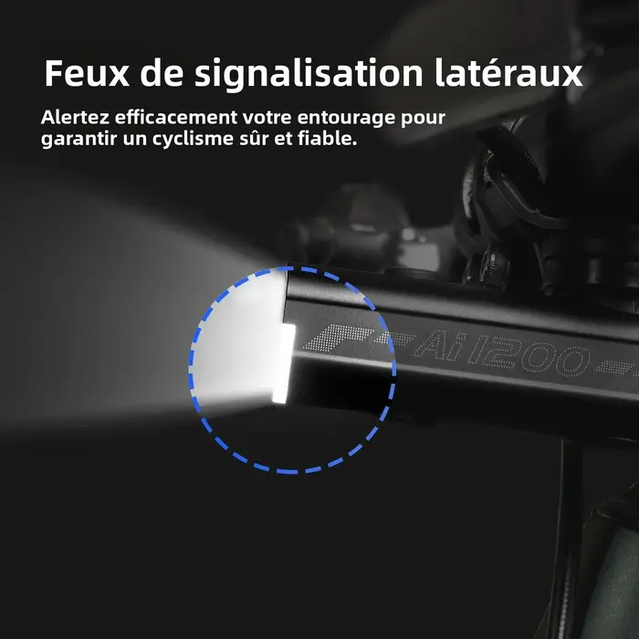 Phare de vélo VTT et route puissant 1200 Lumens en alliage d'aluminium étanche IPX6 avec batterie 2500 mAh et quatre modes d'éclairage pour cyclisme nocturne