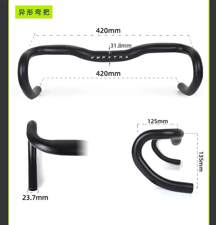Guidon de vélo de course en alliage d'aluminium, 31.8x420/450/480mm, ultraléger, adapté pour 31.8mm,