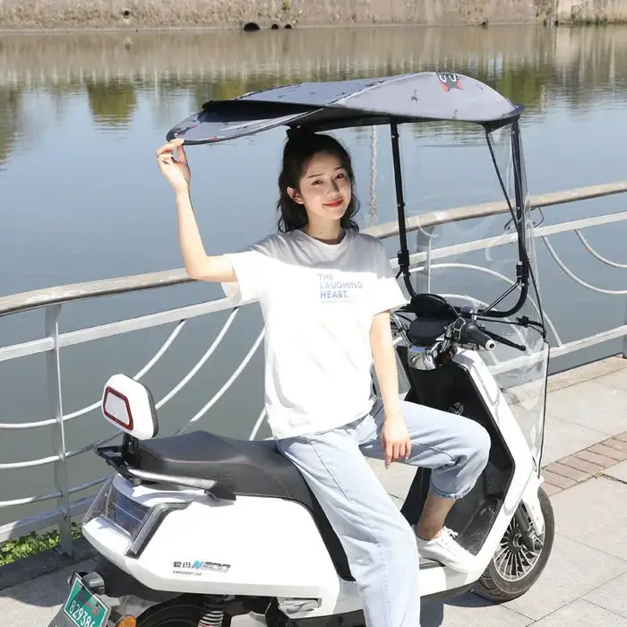 Nouveau modèle 2026 : Auvent imperméable et pare-soleil pour vélos électriques et motos