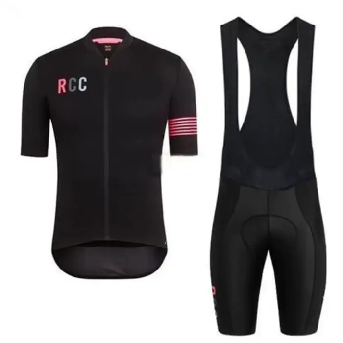 Ensemble de maillot de cyclisme rose RCC à manches courtes pour hommes