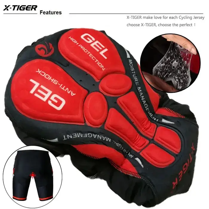X-TIGER Cyclisme Shorts Hommes Gel Pad Vélo Vêtements VTT Vélo De Route Pantalon Anti-ald Jambe Poig