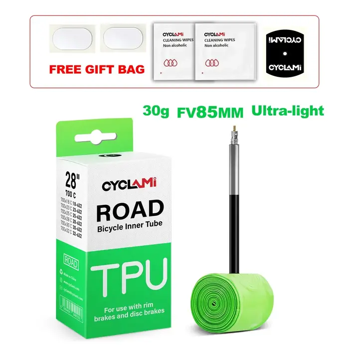 Chambre à air de vélo CYCLAMI ultralégère 30g en TPU pour pneu