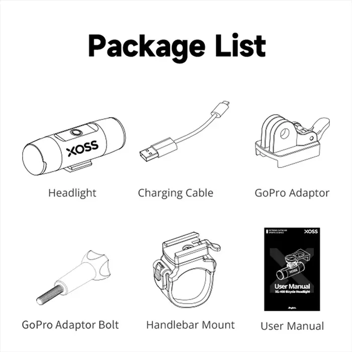 XOSS XL-800 vélo lumière phare étanche USB Rechargeable route vtt avant lampe