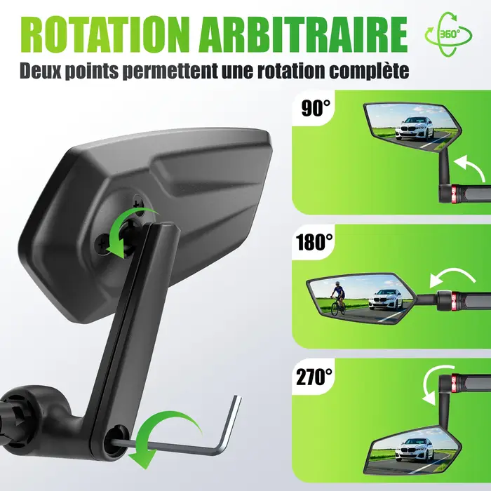 RBRL – rétroviseur latéral de vélo Anti-secouement