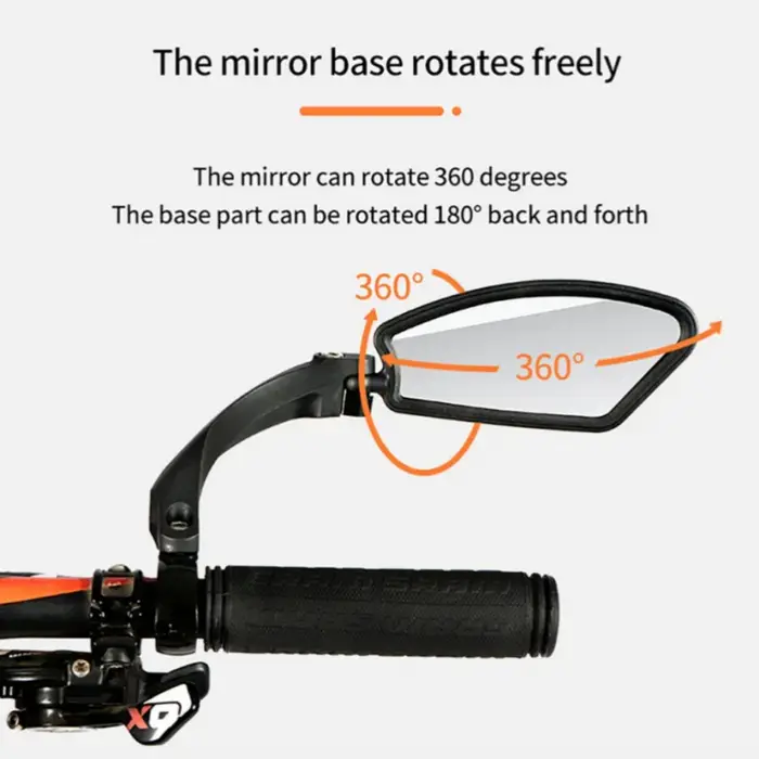 Rétroviseur de vélo DOMEN en acier inoxydable pour guidon de route et VTT réglable 360 degrés avec cadre en nylon résistant aux chocs en orange ou rose