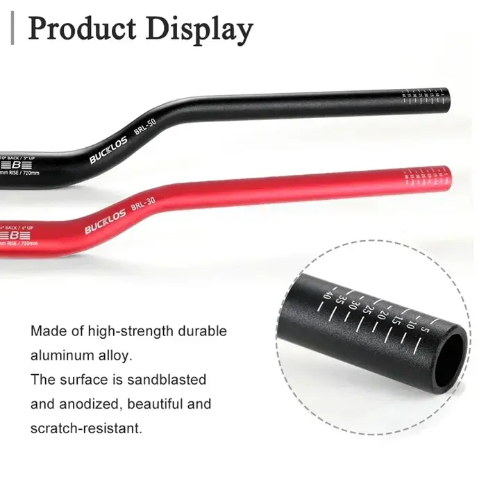 BUCKLOS VTT guidon 31.8mm 25.4mm vélo Riser barre 620/660/720/780mm en alliage d'aluminium vtt guido