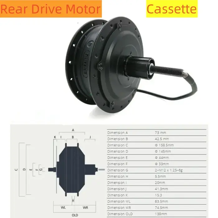 Bafang-Moteur de moyeu à engrenages sans balais pour vélo électrique