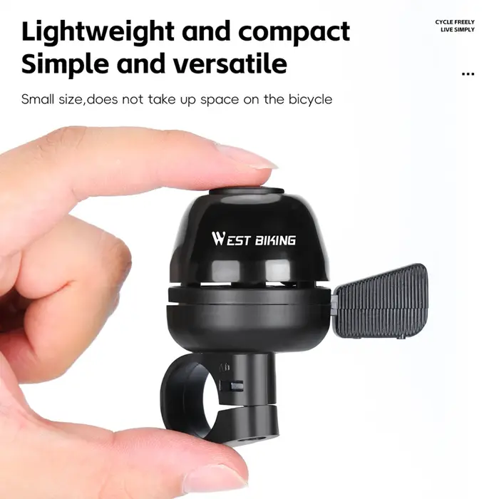 Mini sonnette de vélo WEST BIKING légère et étanche en alliage d'aluminium antirouille pour VTT vélo de route et vélo pliant