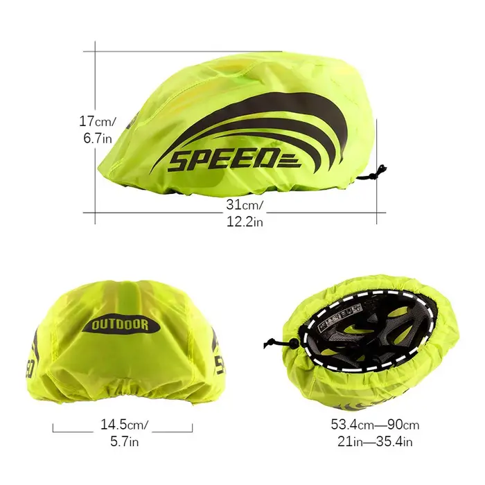 Housse de pluie pour casque de vélo en polyester imperméable et coupe-vent avec bandes réfléchissantes haute visibilité pour sécurité et confort urbain