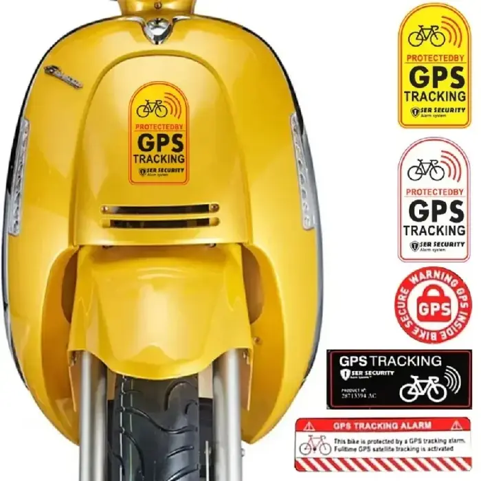 1 ensemble d'autocollants d'avertissement antivol pour vélo - Suivi GPS