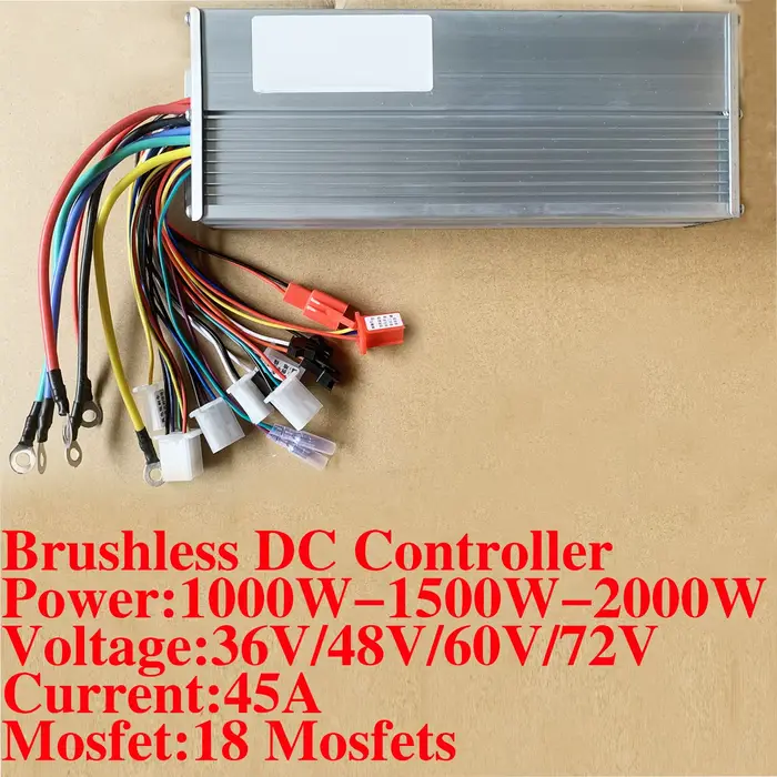 Contrôleur de vélo électrique 48V 60V 72V 1000W 1500W 2000W MAX 45A 18 contrôleur MOSFET DC double m