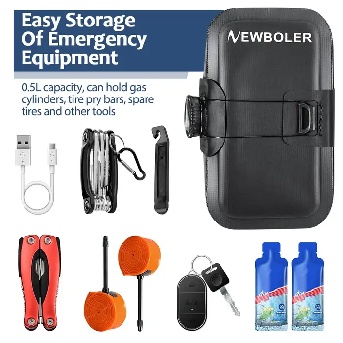 NEWBOLER sac de selle de vélo sans couture étanche résistant à l'usure boucle de laçage rotative Min