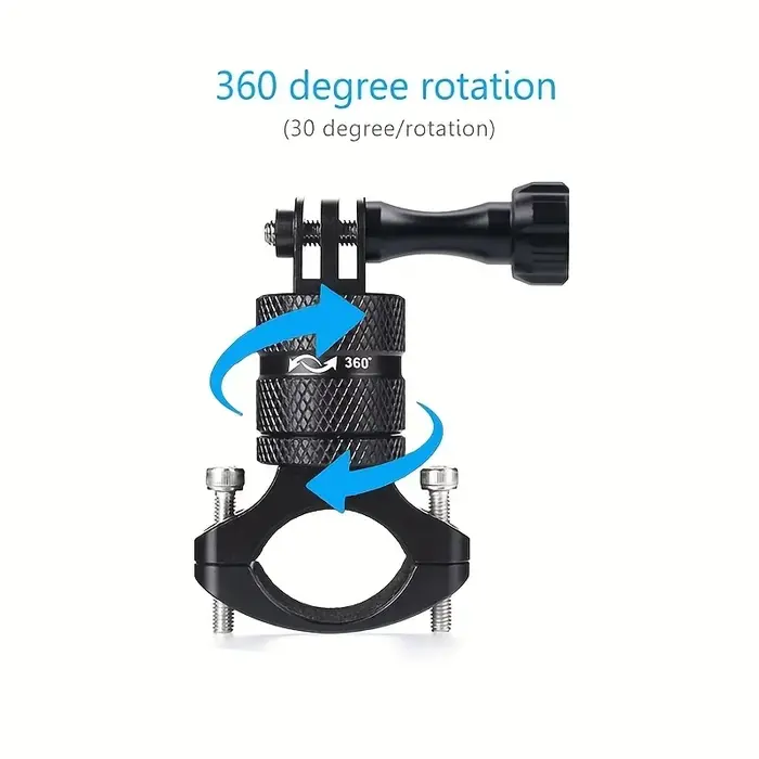 Support de guidon de vélo en alliage d'aluminium noir rotatif 360 degrés pour caméra d'action GoPro DJI Insta360 VTT motocross sport