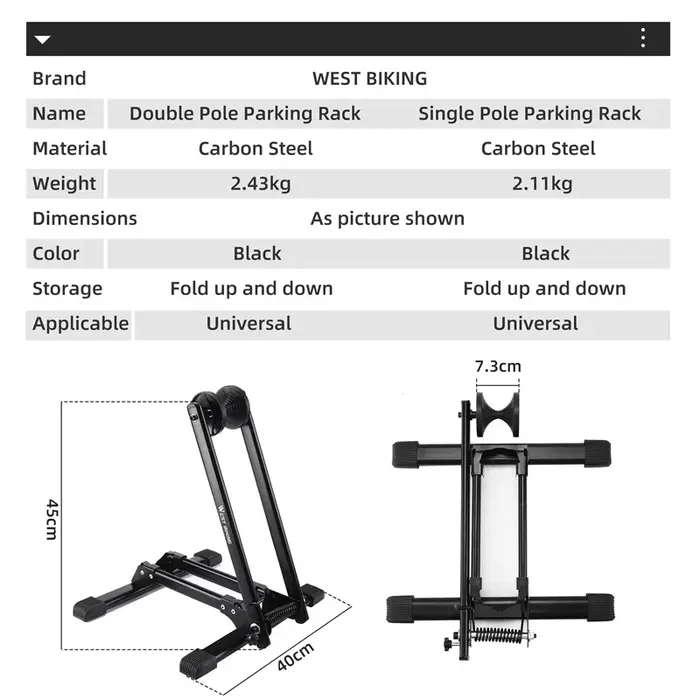 WEST BIKING-Supports de stationnement de vélo pliables
