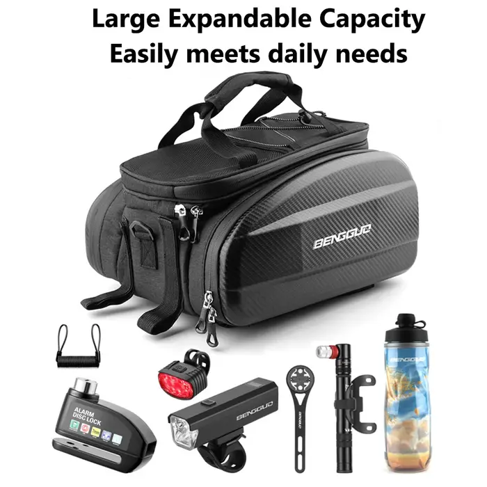 Bike Rack Bag with Reflector & Shoulder Strap Bicycle Trunk Pannier