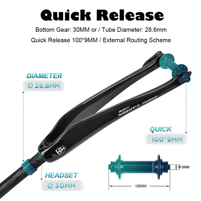 DODICI Tube droit 700C 28.6MM fourche à pignon fixe de route en Fiber de carbone