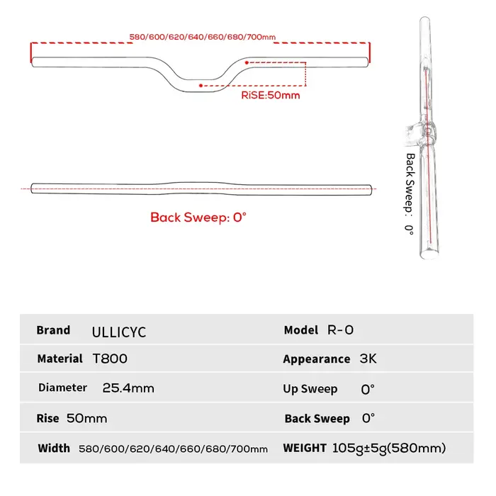 ULLICYC guidon de vélo pliant Ultra léger guidon BMX guidon pour enfants rehaussant 25.4mm/31.8mm 3K