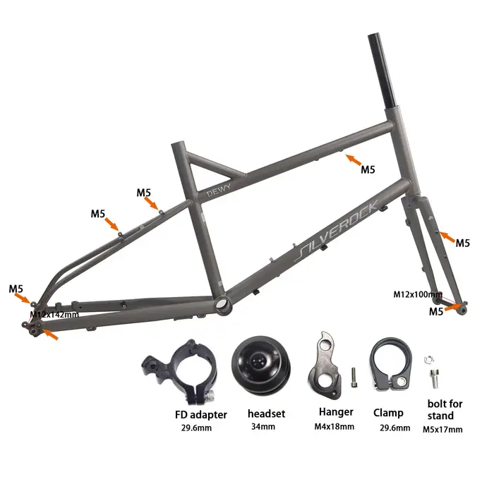 SILVEROCK DEWY Pro Chromoly à travers l'axe cadre 20 "406 451 gravier Minivelo disque urbain classique Touring