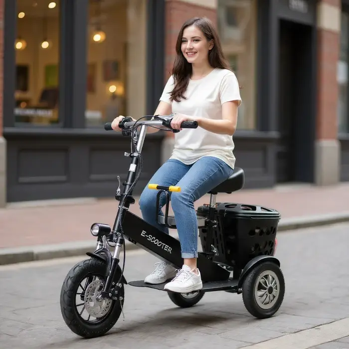 Mini Tricycle électrique pliable pour femme avec siège pour tout-petits
