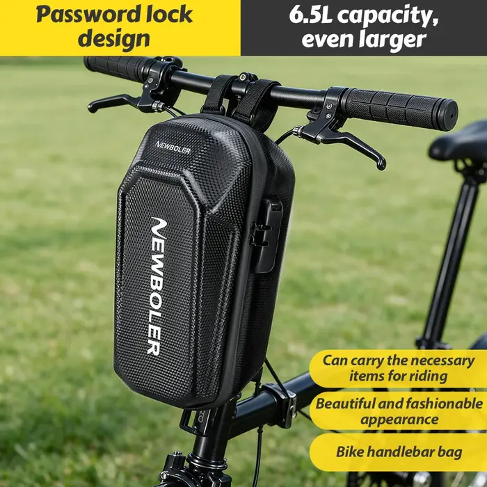 NEWBOLER, sac avant pour trottinette électrique de 6,5 litres, avec serrure à code, grande capacité, sac de rangement pour trottinette électrique, idéal pour une utilisation en extérieur, pour trottin