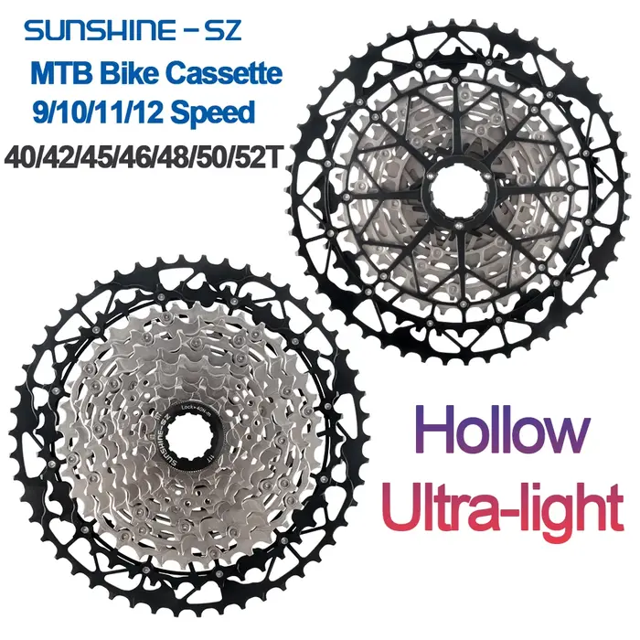 Sunshine 9/10/11/12S 11T-40/42/44/45/46/48/50/52T Cassette de VTT ultralégère pour volant d'inertie SHIMANO M4100/5100/6100 HG vtt