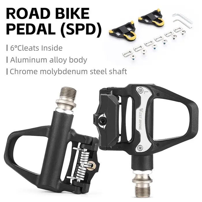 Pédale de vélo de route WEST BIKING SPD à auto-verrouillage, roulements scellés DU+, compatible avec