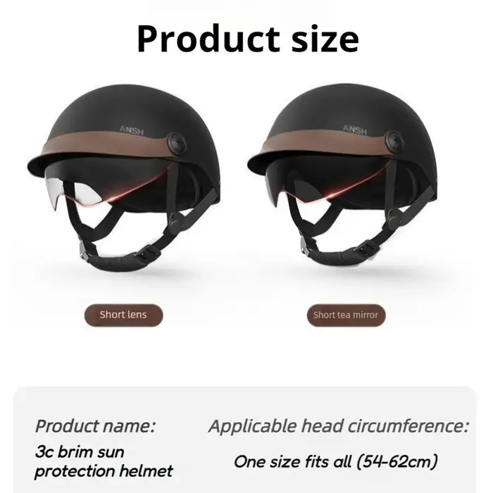 Casque de moto électrique demi-casque certifié 3C pour hommes femmes adultes avec lunettes légères respirantes