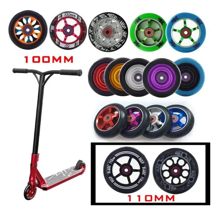 Roues de scooter en alliage d'aluminium et PU 88A haute élasticité 100mm 110mm 120mm pour vitesse de précision et confort de glisse