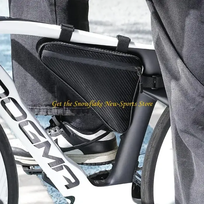 Pochette triangulaire de rangement pour tube supérieur de vélo en polyester blanc étanche et robuste pour navetteurs et sportifs