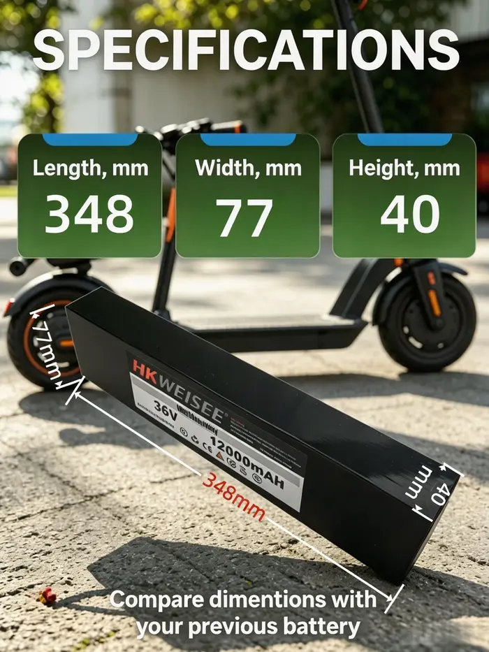 Batterie au lithium pour trottinette électrique, 36V, 12000mAh, rechargeable, haute capacité, avec BMS, pour moteurs de 250W à 500W