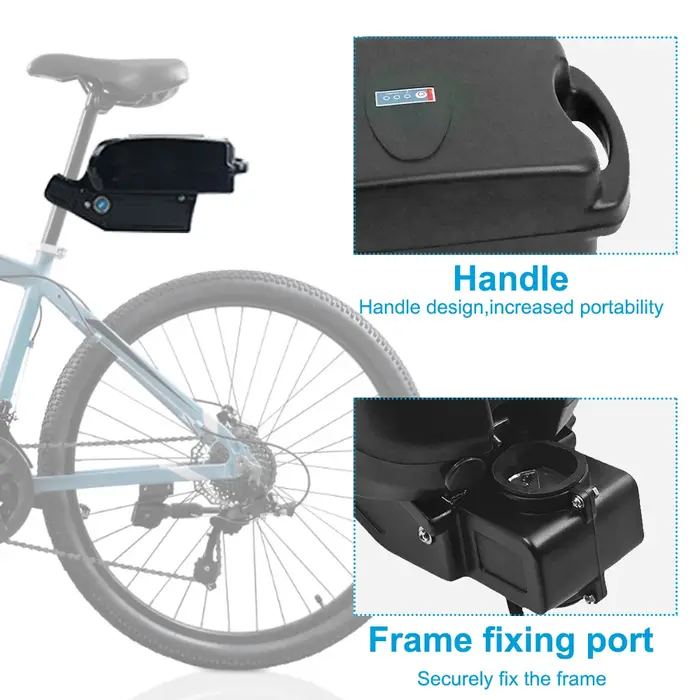 Batterie de vélo électrique 24V 36V 48V, boîtier Frog, pack de batterie de vélo 10Ah 10.4Ah 13Ah, batterie lithium-ion, batterie de vélo pliable