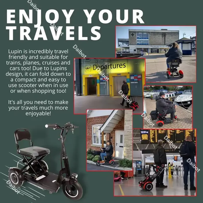 Trottinette de mobilité pliante légère à 3 roues pour personnes âgées avec dossier pliable/support de sac 300w Tricycle électrique voiture adultes